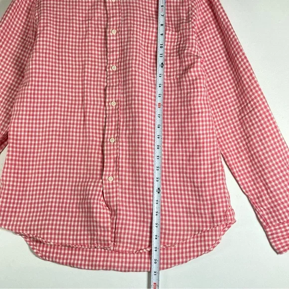 Club Monaco Gingham Check Shirt Pink Slim Fit Men Size L - Picture 15 of 16